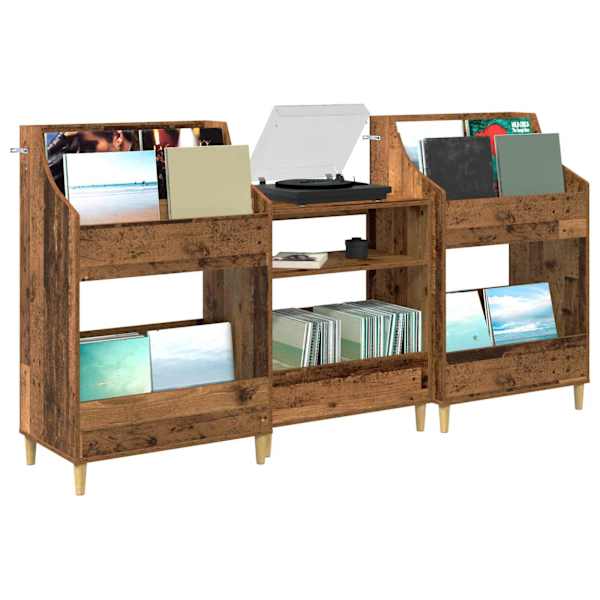 Meedia riiulite komplekt 3 tk Vana puit 212 × 46 × 112 cm