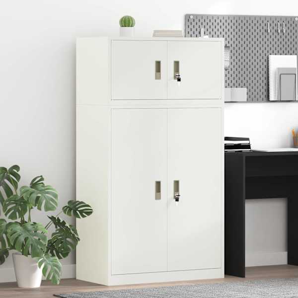 Hoiukapp 2 tk Valge 80 × 40 × 145 cm Teras Lukustatav