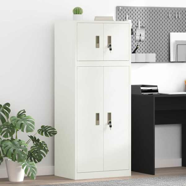 Hoiukapp 2 tk Valge 60 × 40 × 145 cm Teras Lukustatav