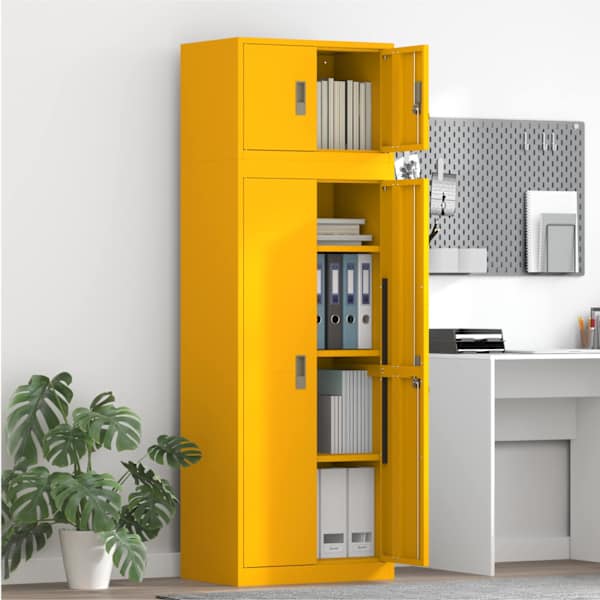 Hoiukapp 2 tk Kollane sinep 60 × 40 × 180 cm Teras Lukustatav
