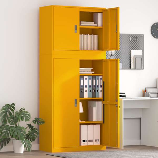 Hoiukapp 2 tk Sinepikollane 90 × 40 × 210 cm Teras Lukustatav
