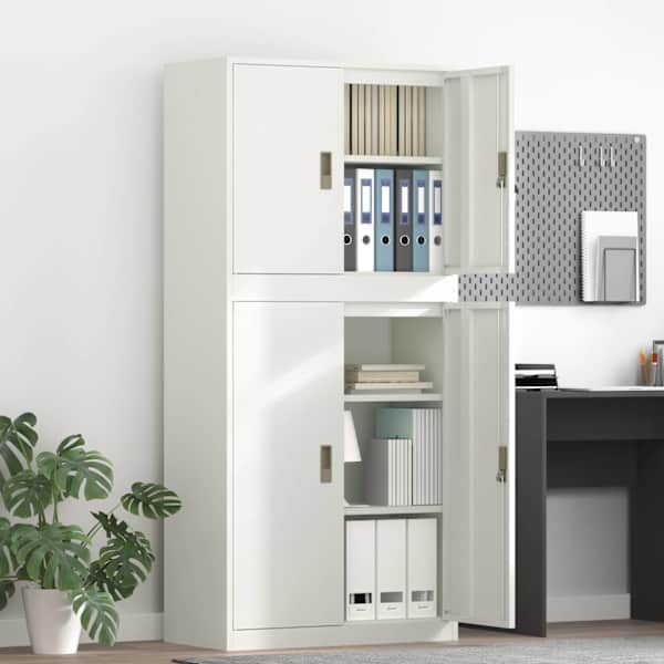 Hoiukapp 2 tk Valge 80 × 40 × 175 cm Teras Lukustatav