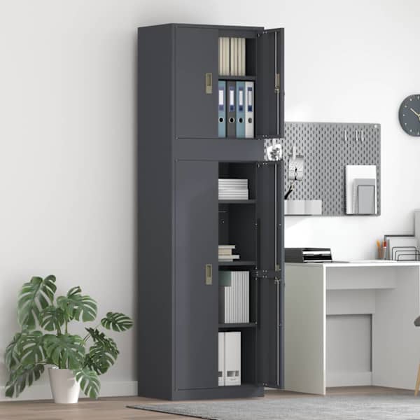 Hoiukapp 2 tk Antratsiit 60 × 40 × 210 cm Teras Lukustatav