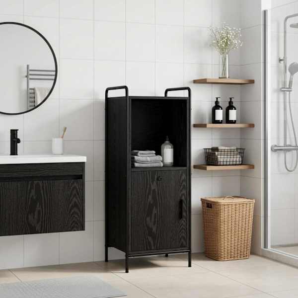 Vannitoa kapp Must tamm 40 × 36 × 99,5 cm Tehispuit