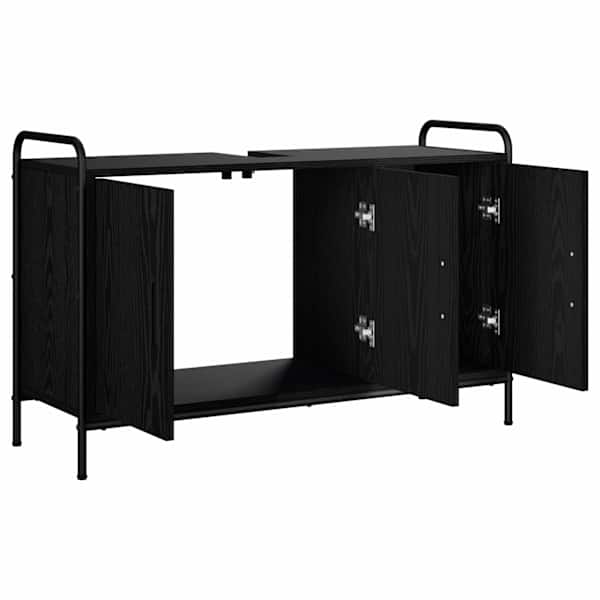 Vannitoa kapp Must tamm 95 × 34 × 61 cm Tehispuit