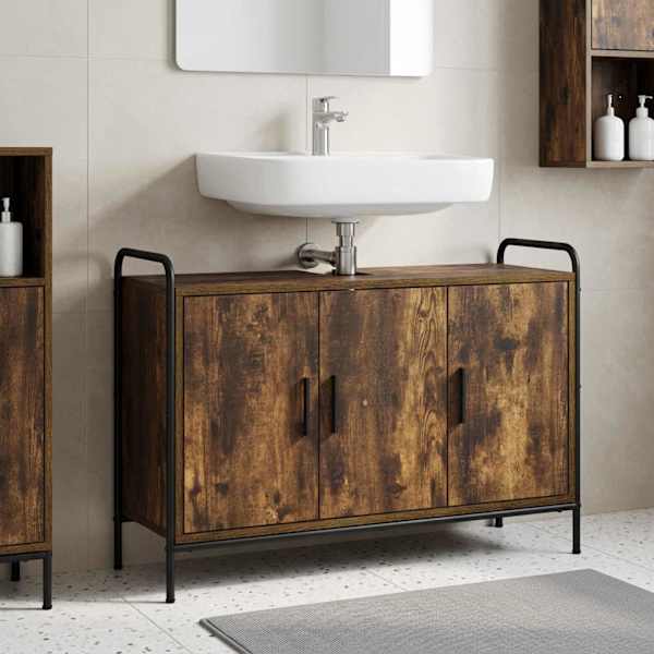 Vannitoa kapp Suitsutatud tamm 95 × 34 × 61 cm Tehispuit