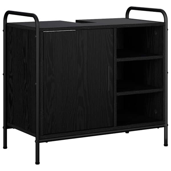 Vannitoa kapp Must tamm 65,5 × 34 × 61 cm Tehispuit