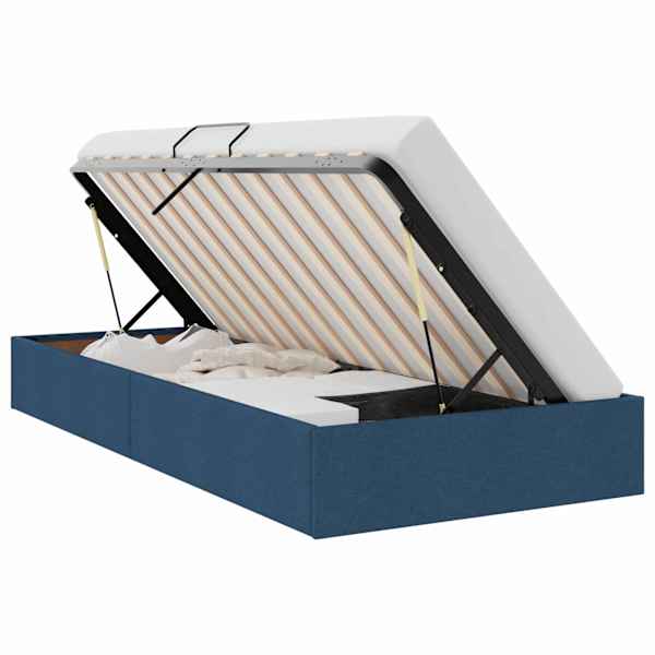 Panipaigaga voodiraam, sinine, 90 × 200 cm, kangas — mudel 3442801
