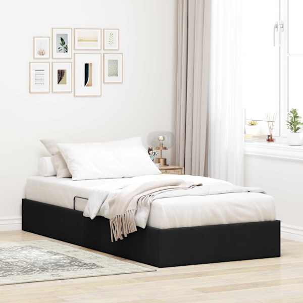 Panipaigaga voodiraam, must, 100 × 200 cm, kangas — mudel 3442804