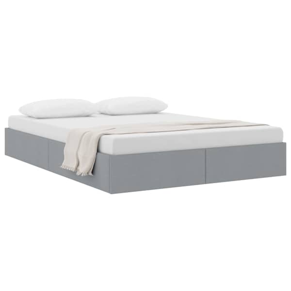 Panipaigaga voodiraam, helehall, 140 × 190 cm, kangas — mudel 3442820