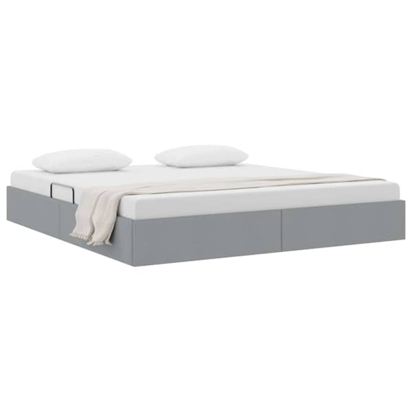 Panipaigaga voodiraam, helehall, 180 × 200 cm, kangas — mudel 3442838