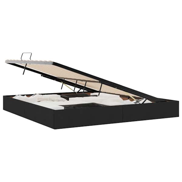 Panipaigaga voodiraam, must, 200 × 200 cm, kangas — mudel 3442846