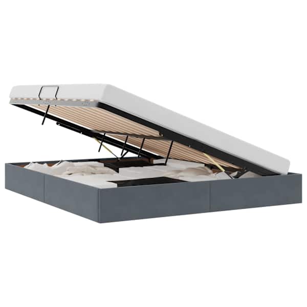 Voodiraam, tumehall, 180 × 200 cm, samet — mudel 3442899