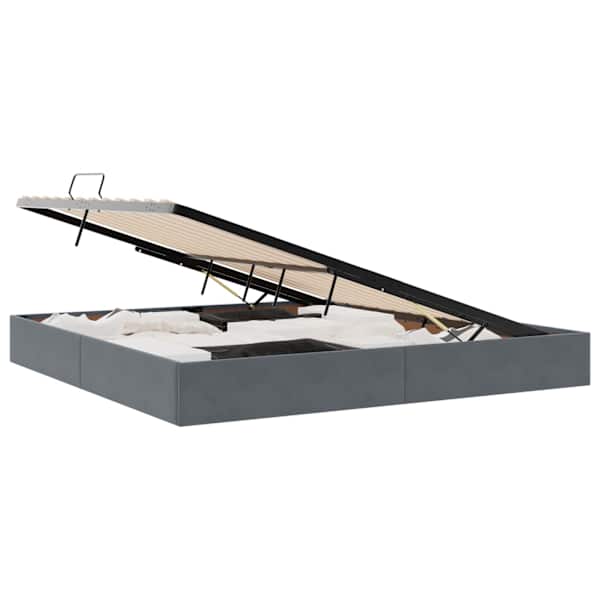 Voodiraam, tumehall, 200 × 200 cm, samet — mudel 3442905