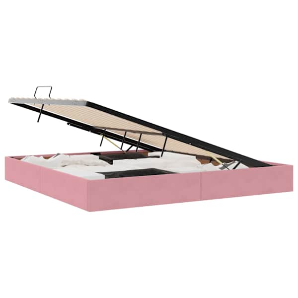 Voodiraam, roosa, 200 × 200 cm, samet — mudel 3442909