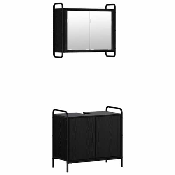 Vannitoa kapikomplekt 2 tk Must tamm 65,5 × 34 × 61 cm