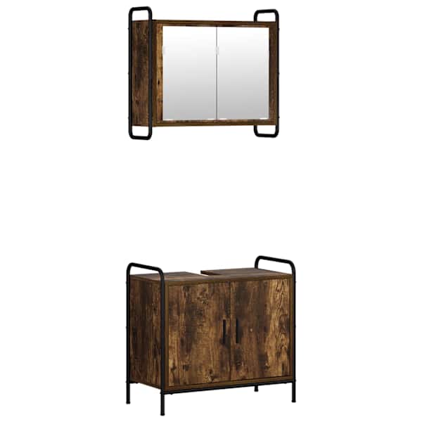 Vannitoa kapikomplekt 2 tk Suitsutatud tamm 65,5 × 34 × 61 cm