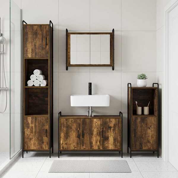 Vannitoa kapikomplekt 2 tk Suitsutatud tamm 65,5 × 34 × 61 cm