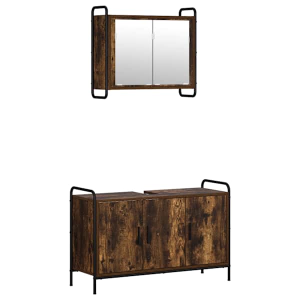 Vannitoa kapikomplekt 2 tk Suitsutatud tamm 65,5 × 34 × 61 cm