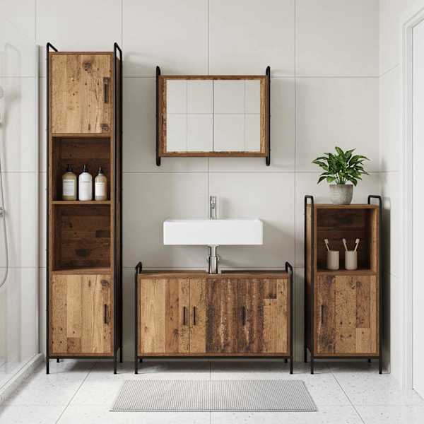Vannitoa kapikomplekt 2 tk Vana puit 65,5 × 34 × 61 cm
