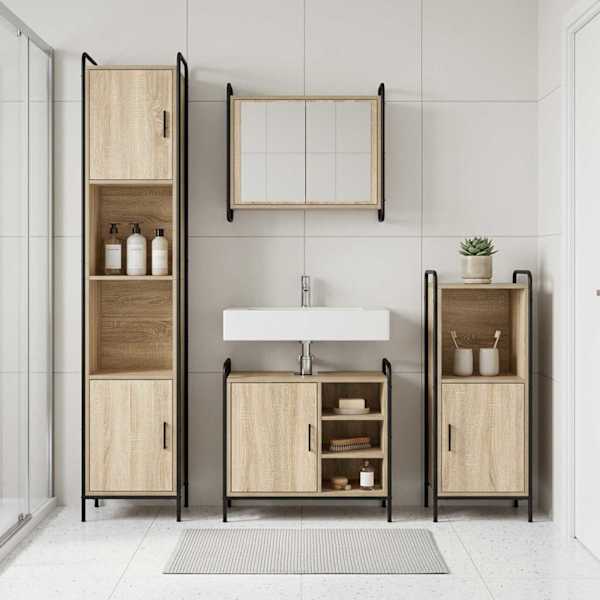 Vannitoa kapikomplekt 2 tk Sonoma tamm 65,5 × 34 × 61 cm
