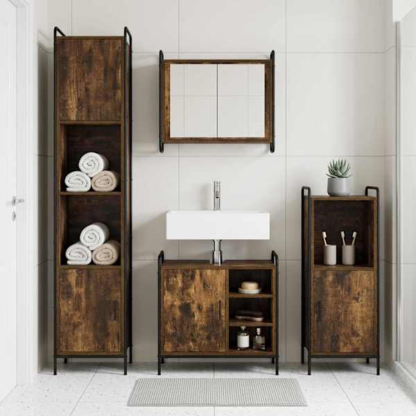 Vannitoa kapikomplekt 2 tk Suitsutatud tamm 65,5 × 34 × 61 cm
