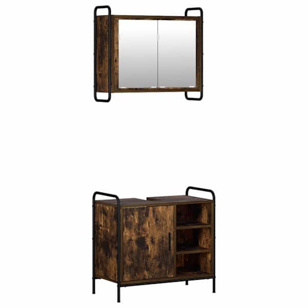 Vannitoa kapikomplekt 2 tk Suitsutatud tamm 65,5 × 34 × 61 cm