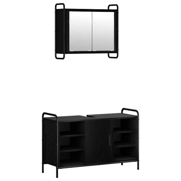 Vannitoa kapikomplekt 2 tk Must tamm 65,5 × 34 × 61 cm