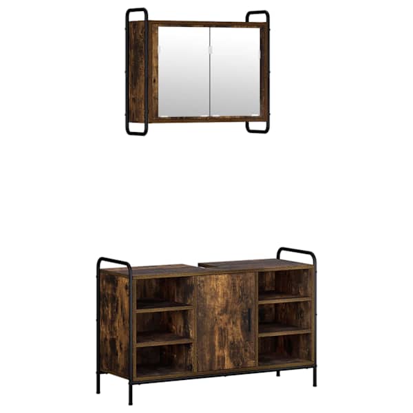 Vannitoa kapikomplekt 2 tk Suitsutatud tamm 65,5 × 34 × 61 cm