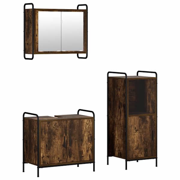 Vannitoa kapikomplekt 3 tk Suitsutatud tamm 40 × 36 × 99,5 cm