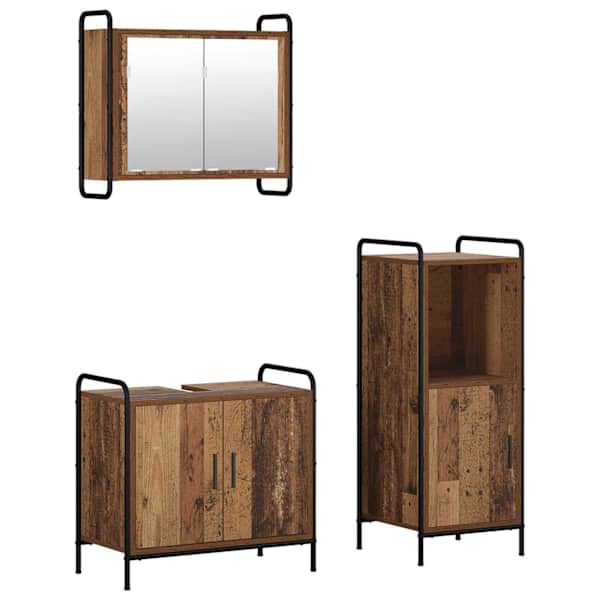 Vannitoa kapikomplekt 3 tk Vana puit 40 × 36 × 99,5 cm