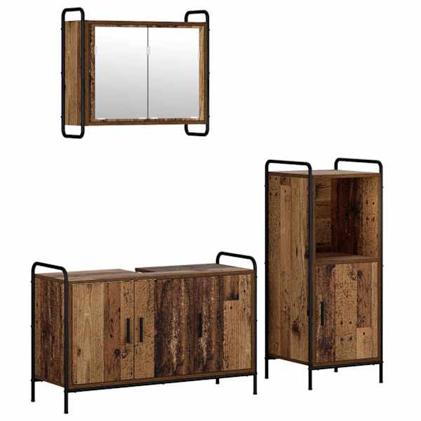Vannitoa kapikomplekt 3 tk Vana puit 40 × 36 × 99,5 cm