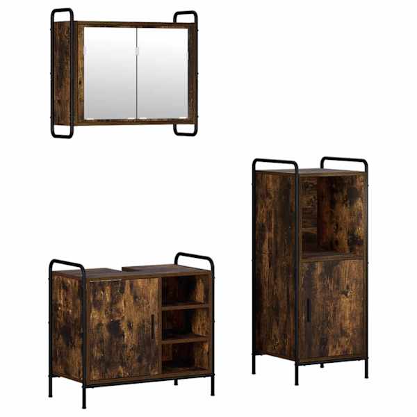 Vannitoa kapikomplekt 3 tk Suitsutatud tamm 40 × 36 × 99,5 cm