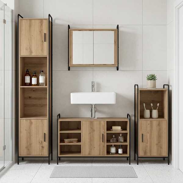 Vannitoa kapikomplekt 3 tk Artisan tamm 40 × 36 × 99,5 cm