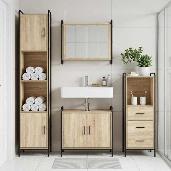 Vannitoa kapikomplekt 3 tk Sonoma tamm 40 × 36 × 109,5 cm