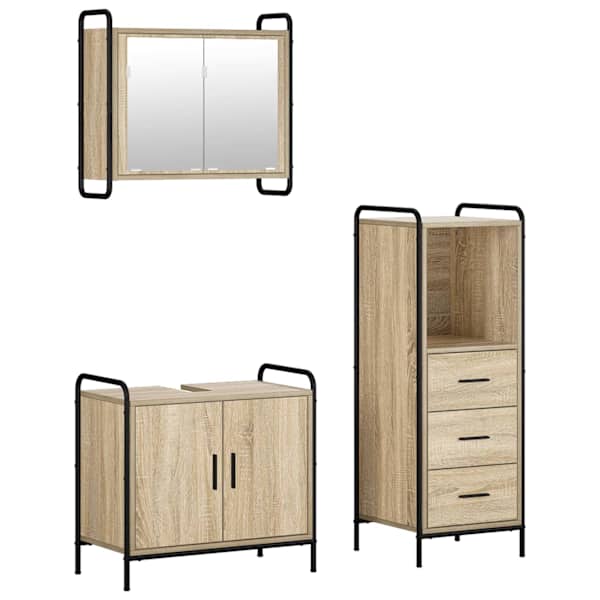 Vannitoa kapikomplekt 3 tk Sonoma tamm 40 × 36 × 109,5 cm