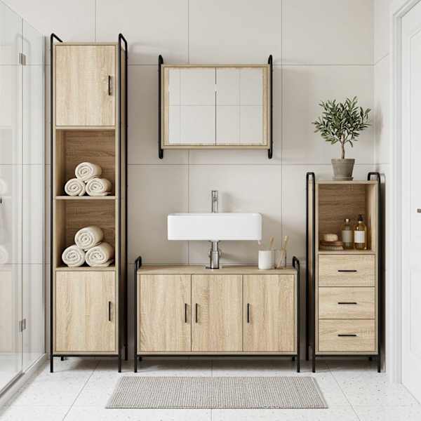 Vannitoa kapikomplekt 3 tk Sonoma tamm 40 × 36 × 109,5 cm