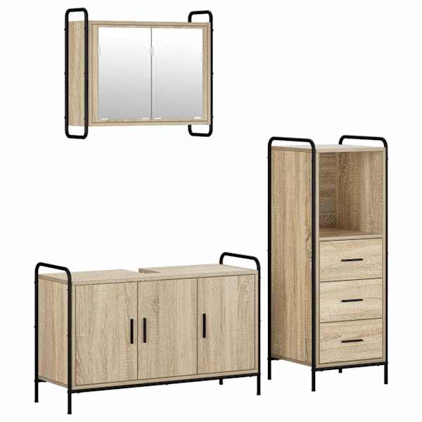 Vannitoa kapikomplekt 3 tk Sonoma tamm 40 × 36 × 109,5 cm