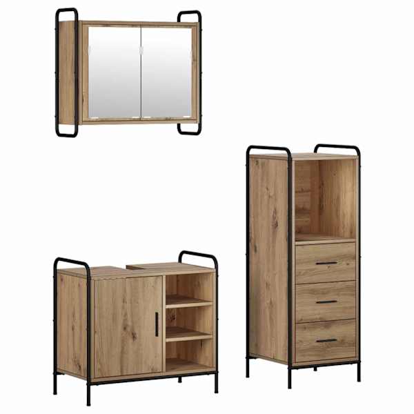 Vannitoa kapikomplekt 3 tk Artisan tamm 40 × 36 × 109,5 cm
