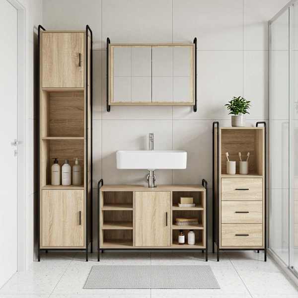 Vannitoa kapikomplekt 3 tk Sonoma tamm 40 × 36 × 109,5 cm
