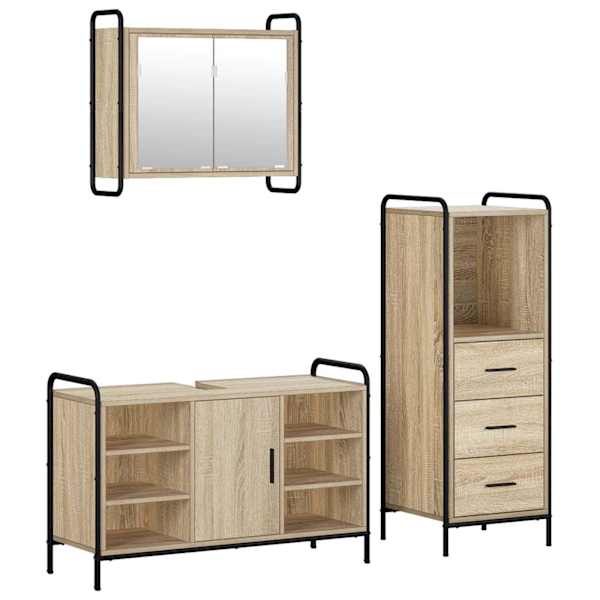 Vannitoa kapikomplekt 3 tk Sonoma tamm 40 × 36 × 109,5 cm
