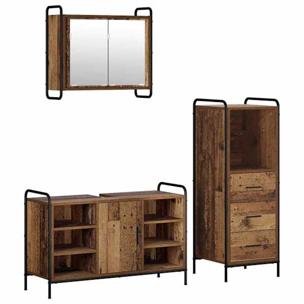 Vannitoa kapikomplekt 3 tk Vana puit 40 × 36 × 109,5 cm