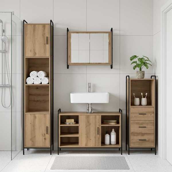 Vannitoa kapikomplekt 3 tk Artisan tamm 40 × 36 × 109,5 cm