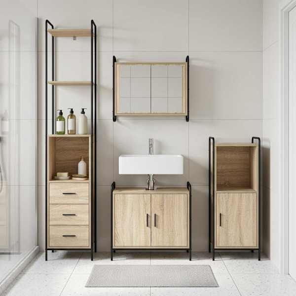 Vannitoa kapikomplekt 3 tk Sonoma tamm 40 × 36 × 181 cm