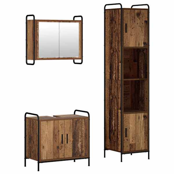 Vannitoa kapikomplekt 3 tk Vana puit 40 × 36 × 181 cm Tehispuit