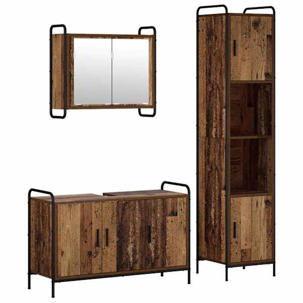 Vannitoa kapikomplekt 3 tk Vana puit 40 × 36 × 181 cm Tehispuit