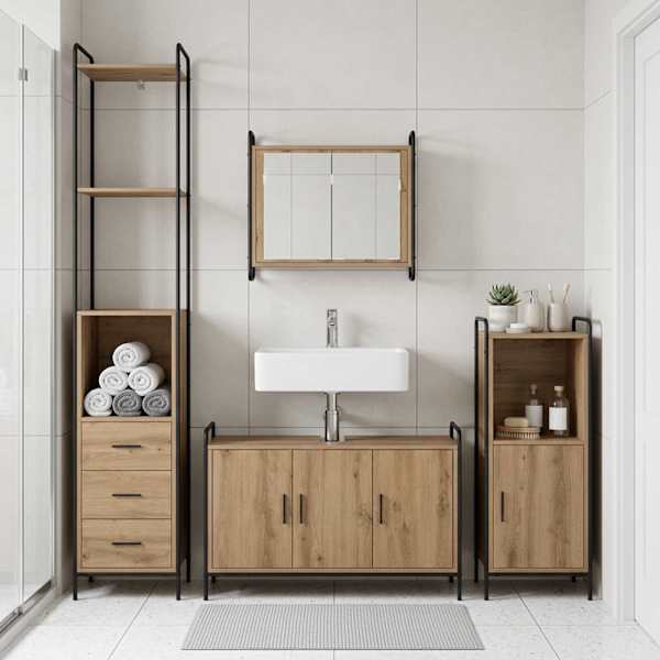 Vannitoa kapikomplekt 3 tk Artisan tamm 40 × 36 × 181 cm