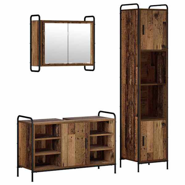 Vannitoa kapikomplekt 3 tk Vana puit 40 × 36 × 181 cm Tehispuit