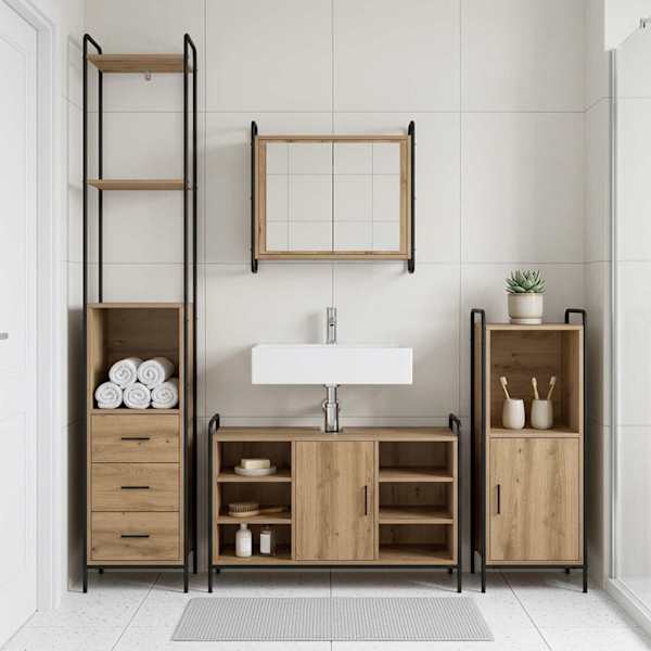 Vannitoa kapikomplekt 3 tk Artisan tamm 40 × 36 × 181 cm