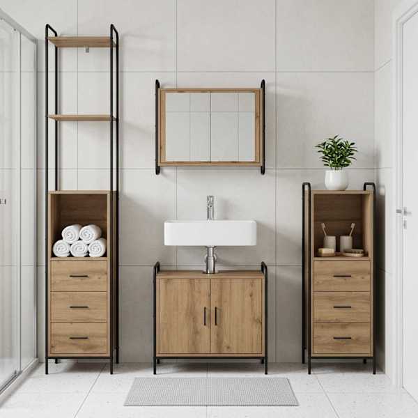 Vannitoa kapikomplekt 3 tk Artisan tamm 40 × 36 × 200,5 cm
